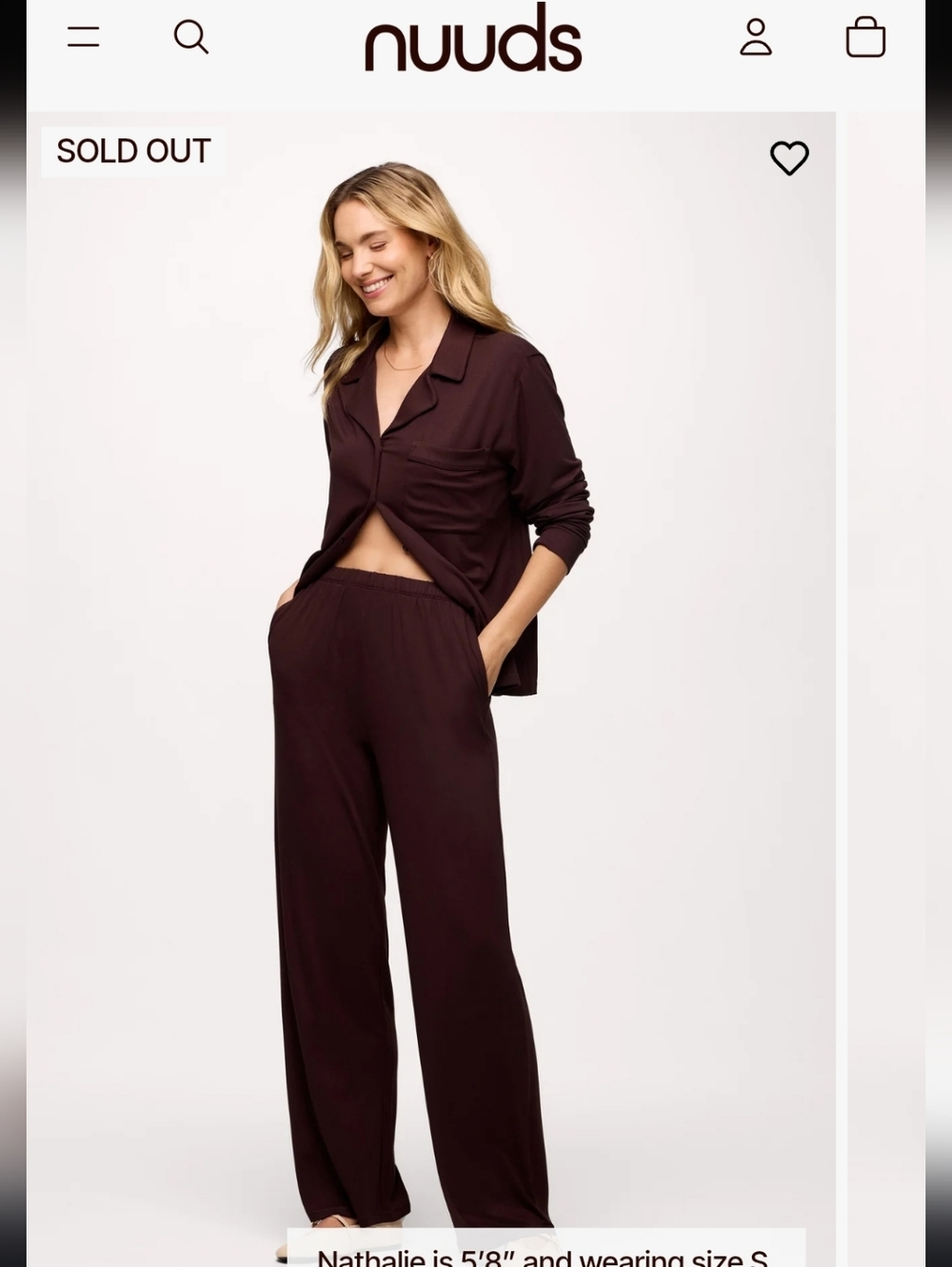nuuds Espresso Brown Pajama Bottoms SOLD OUT ITEM -XL